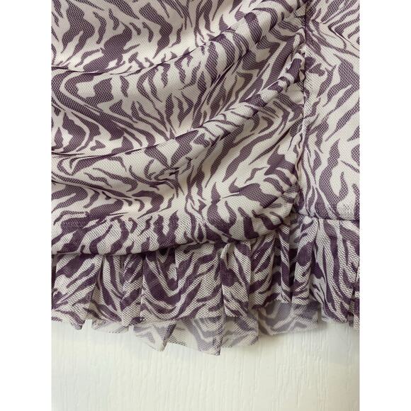 Free People Romi Mesh Mini Skirt in Purple White Zebra Women's Size Medium - Picture 8 of 13